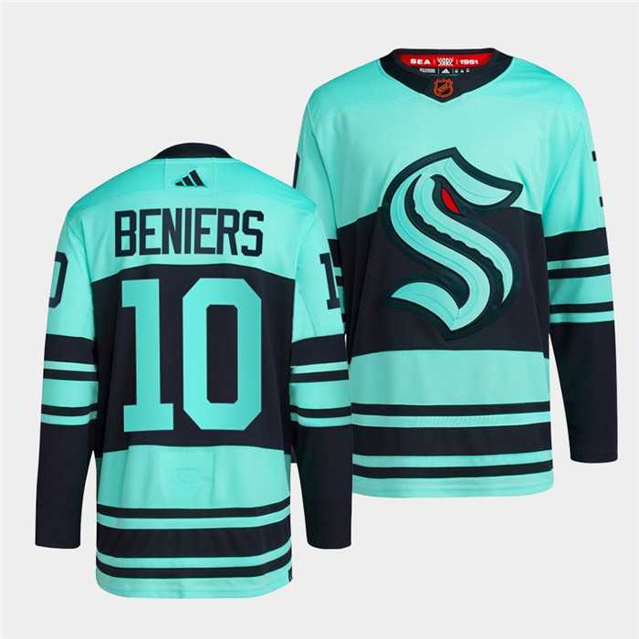 Mens Seattle Kraken #10 Matty Beniers Ice Blue 2022-23 Reverse Retro Stitched Jersey Dzhi->seattle kraken->NHL Jersey
